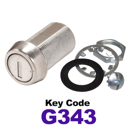 Global RV SS Compartment Lock, Cam/Blade Style, 1-1/8in Threaded Barrel, Blades not Included, Keyed to G343 CLB-343-118-SS